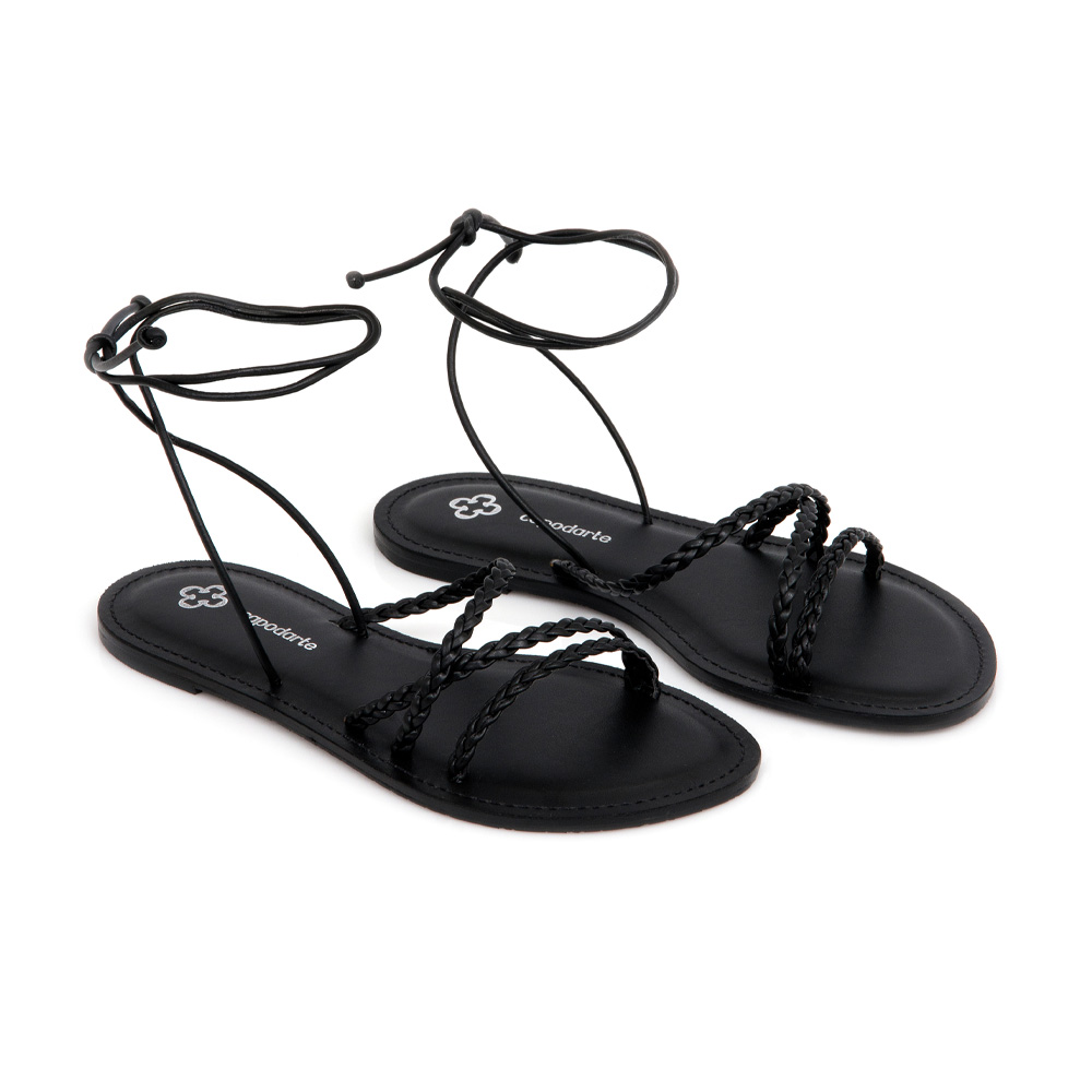 SAND&Aacute;LIA RASTEIRA PRETA AMARRA&Ccedil;&Atilde;O TRAN&Ccedil;ADA image number 1