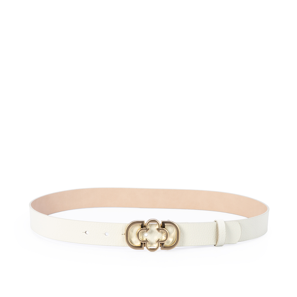 CINTO FEMININO COURO BRANCO FIVELA DOURADA MONOGRAMA image number 1