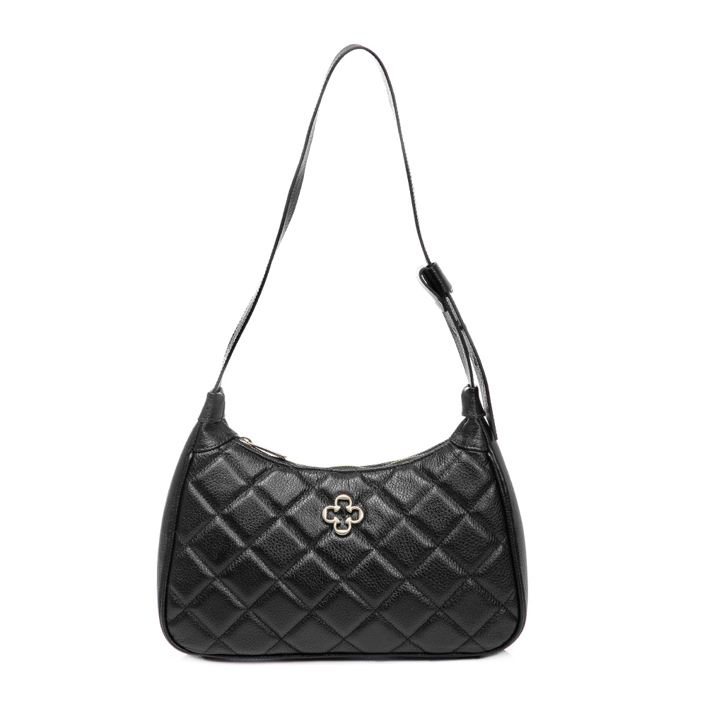 BOLSA COURO PRETA HOBO MATELASS&Ecirc; image number 0