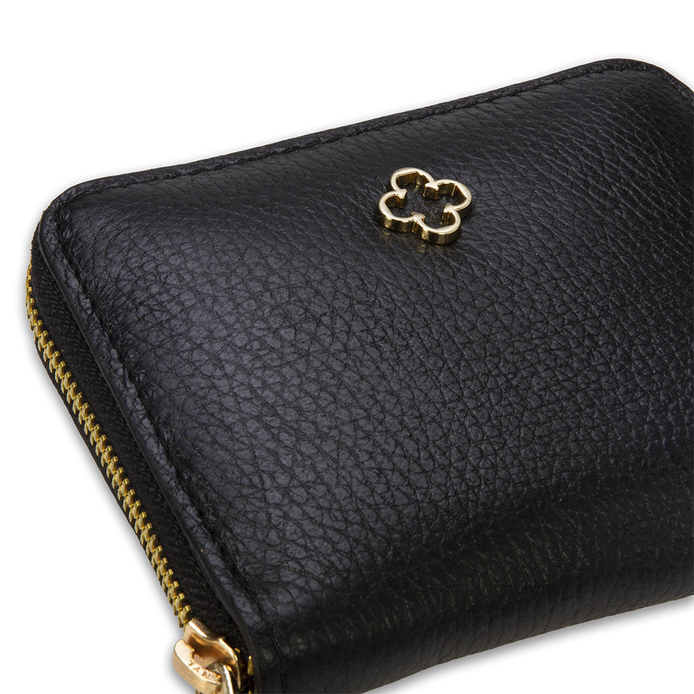 CARTEIRA PRETA DE COURO COM Z&Iacute;PER image number 3