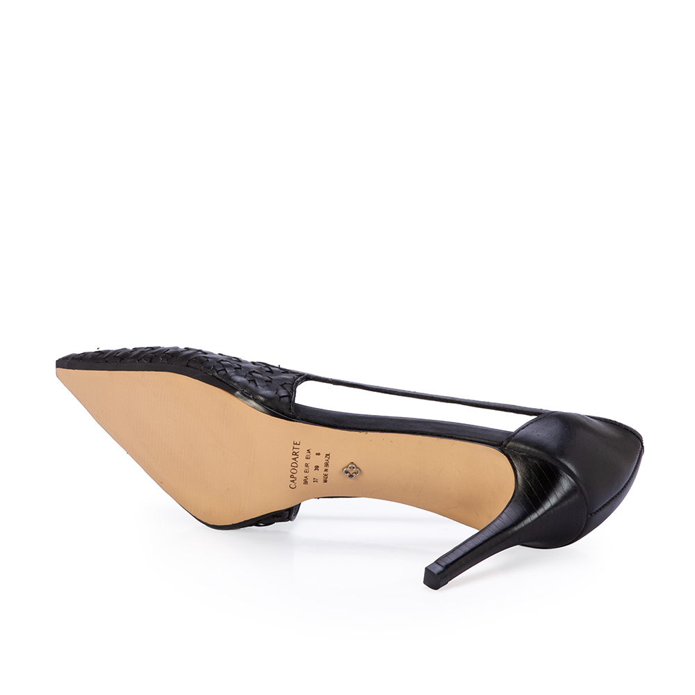 SCARPIN SALTO M&Eacute;DIO PRETO DE COURO TRESS&Ecirc; image number 3