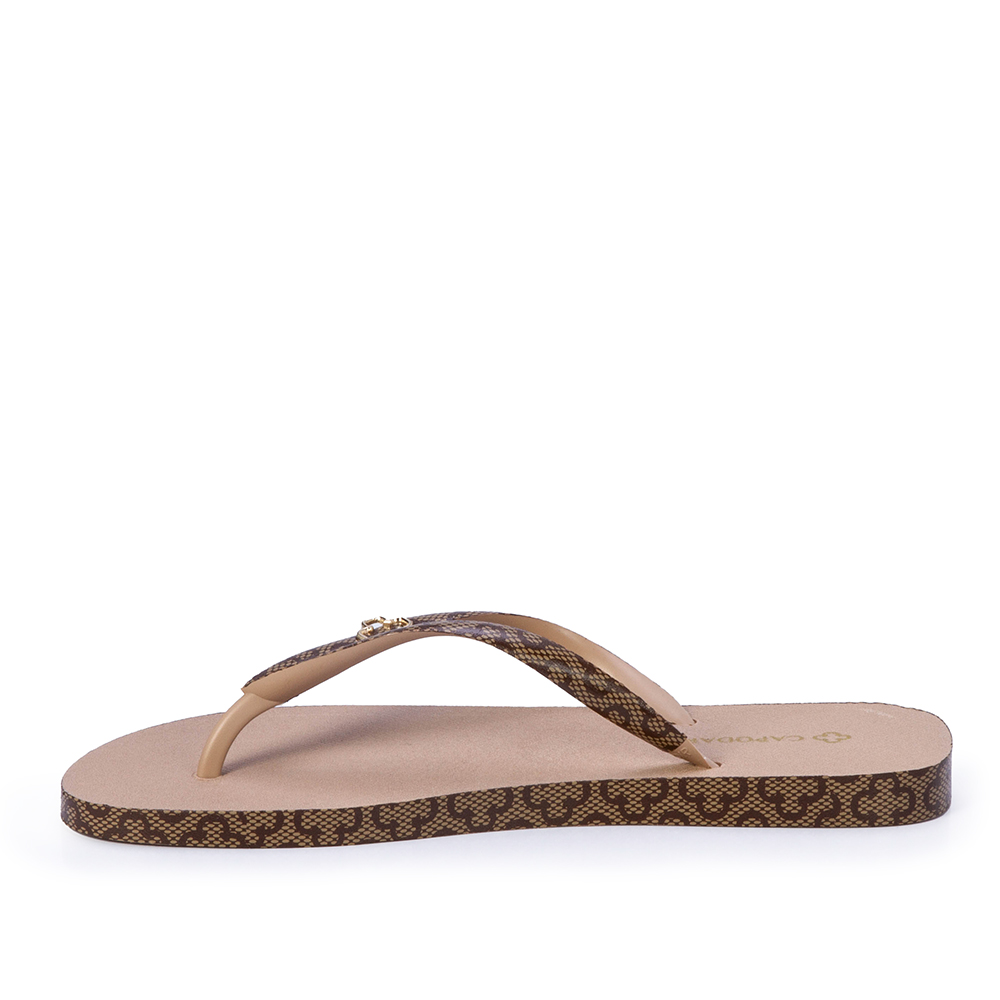 CHINELO DE DEDO NUDE SEDA COM TIRAS MONOGRAMA image number 2