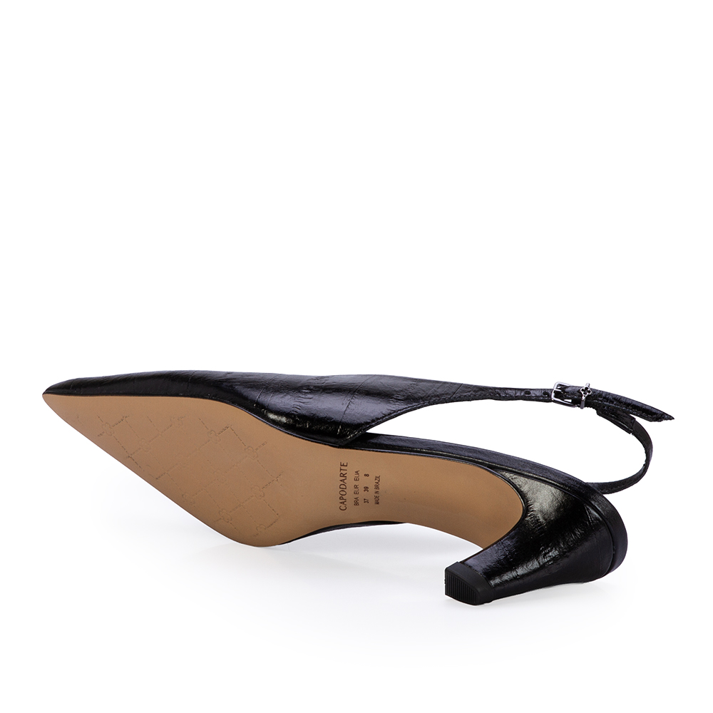 SCARPIN SLINGBACK PRETO SALTO BAIXO COURO image number 3