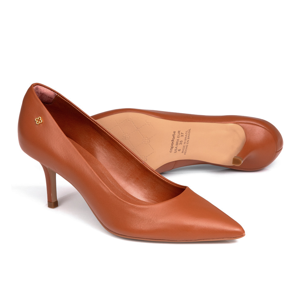 SCARPIN CARAMELO CAMEL SALTO FINO DE COURO image number 3