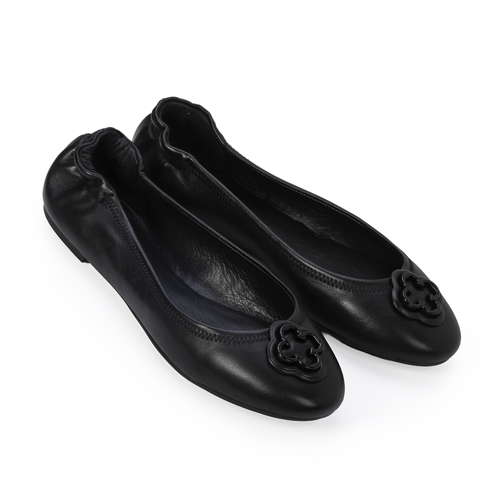 SAPATILHA CATHERINE BAILARINA PRETA COURO BICO REDONDO image number 1