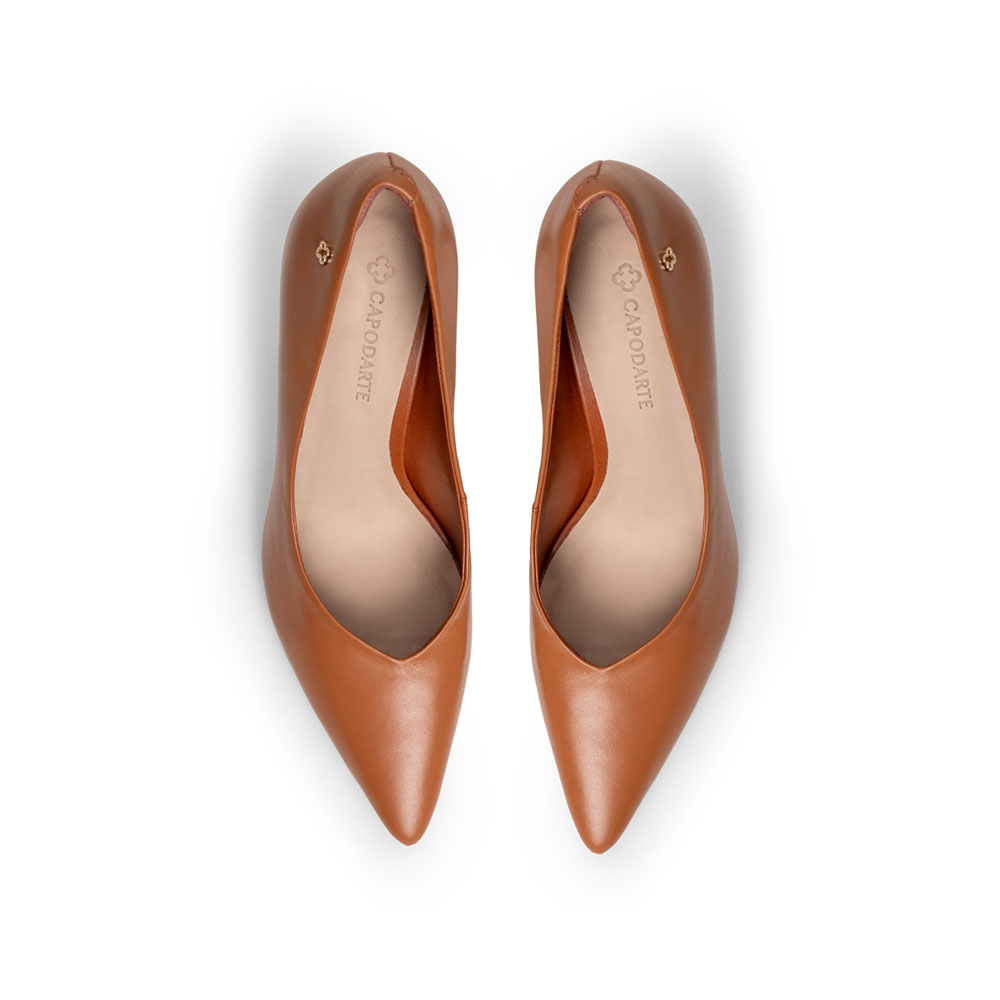 SCARPIN SALTO ALTO CARAMELO CAMEL DE COURO image number 4