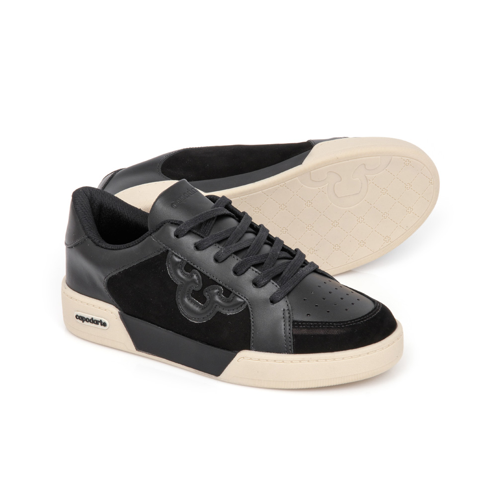 TÊNIS FEMININO AMARRAÇÃO PRETO COURO NOBUCK image number 3