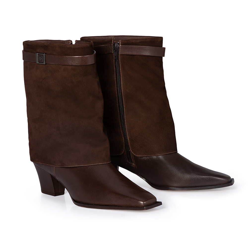 BOTA CANO M&Eacute;DIO MARROM DE COURO NOBUCK image number 1