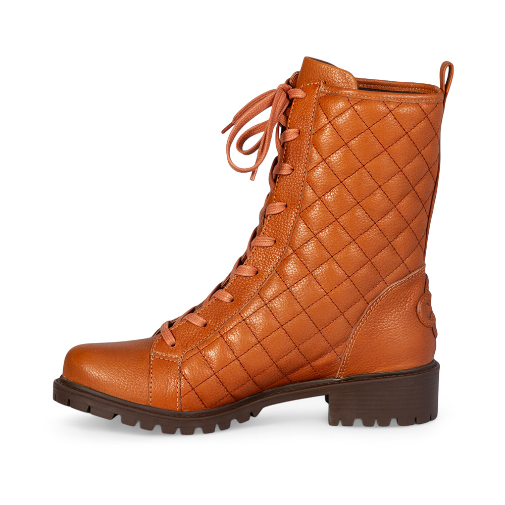 BOTA COTURNO CARAMELO DE COURO MATELASS&Ecirc; image number 2