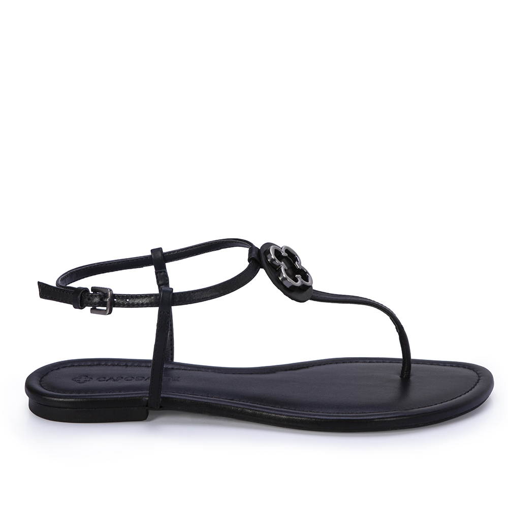 SAND&Aacute;LIA RASTEIRA PRETA DE COURO image number 0