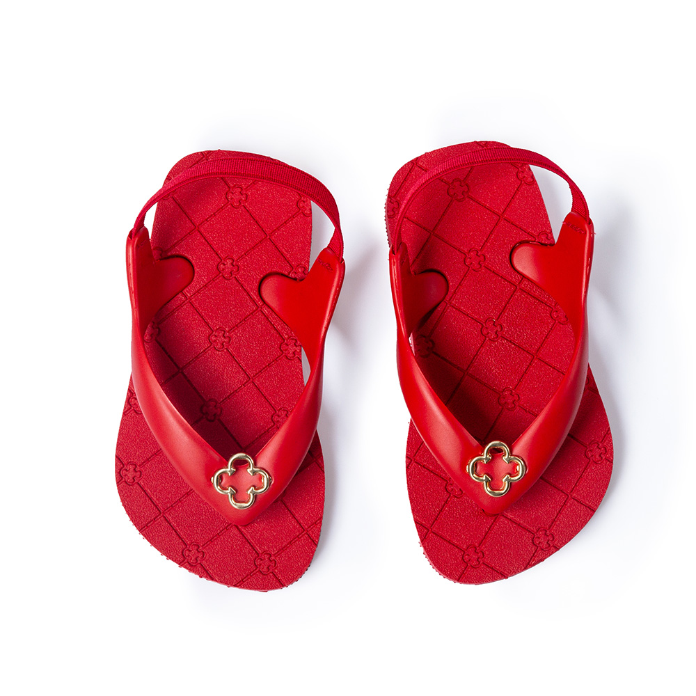 CHINELO BEBÊ VERMELHO RUBI MONOGRAMA COM ELÁSTICO image number 4