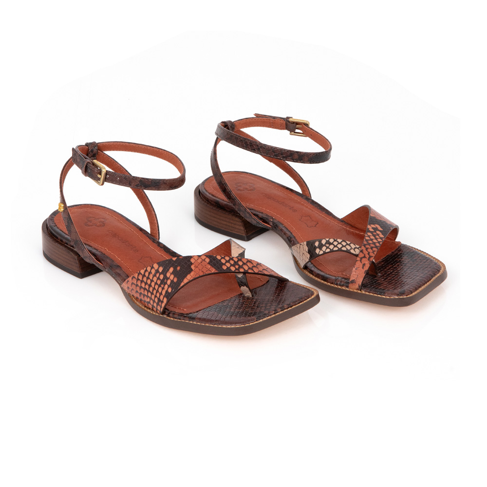 SAND&Aacute;LIA CARAMELO SALTO BAIXO COURO PITONE image number 1