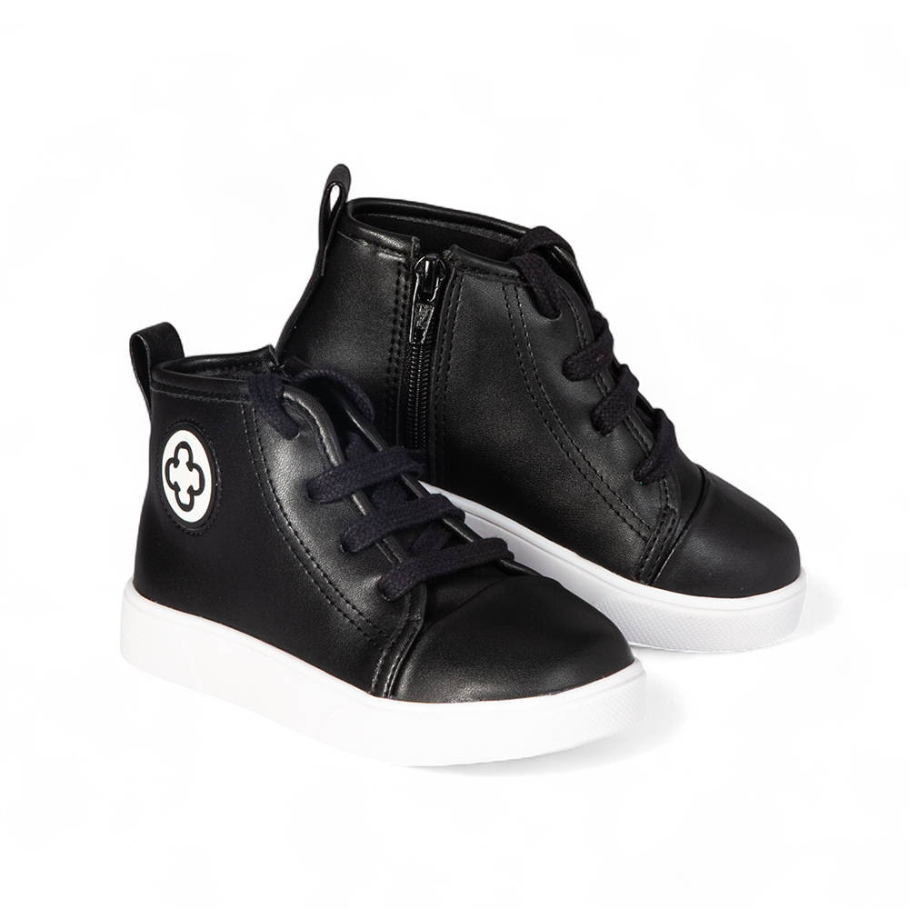 TÊNIS BEBÊ CANO ALTO PRETO AMARRAÇÃO image number 1