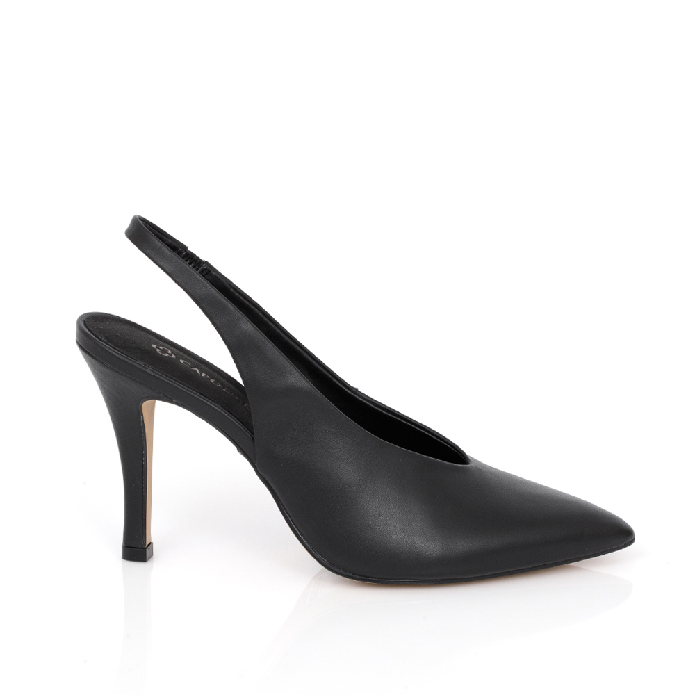 SCARPIN SLINGBACK PRETO DE COURO image number 0