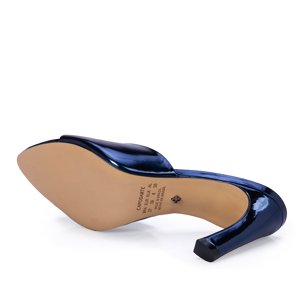 MULE SALTO M&Eacute;DIO MARINHO AZZURRO DE COURO SPECCHIO image number 3