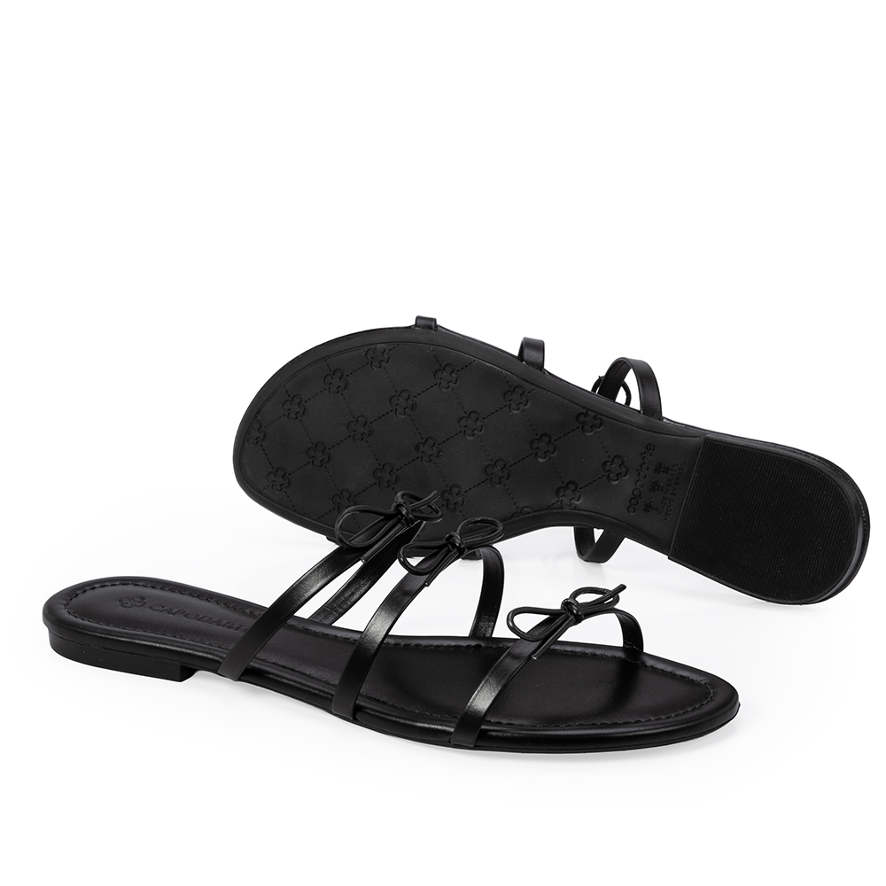 CHINELO RASTEIRO COURO PRETO COM LA&Ccedil;OS image number 3