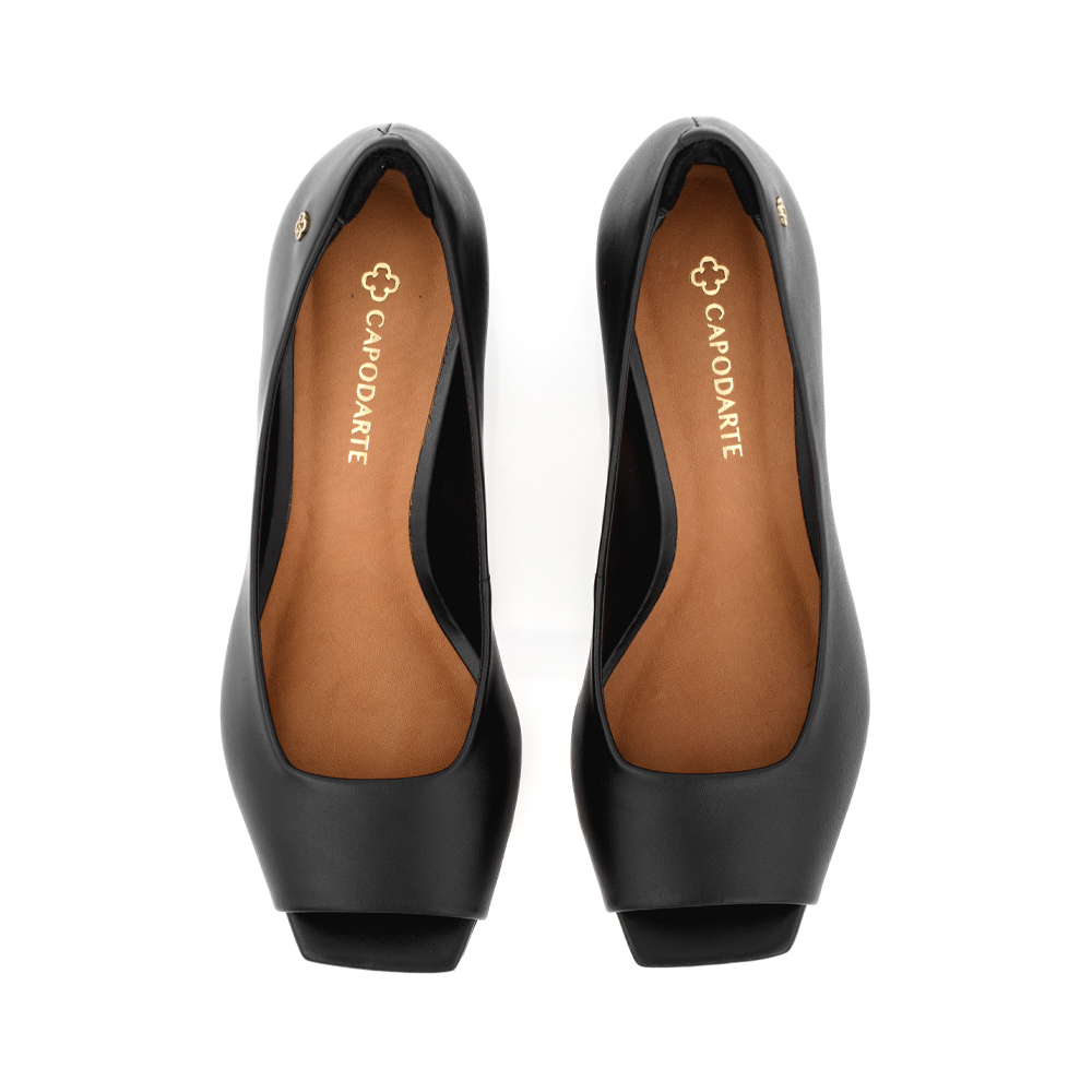 SAPATO PEEP TOE CAPODARTE COURO PRETO image number 4
