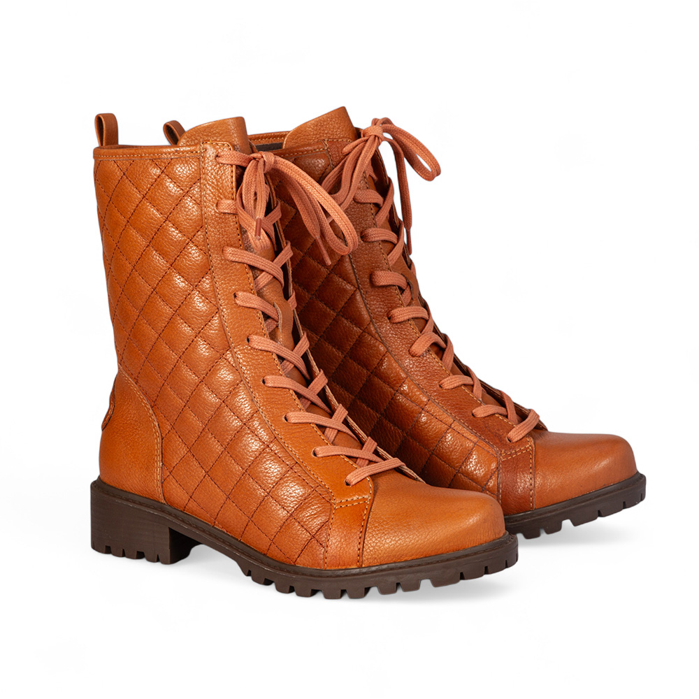 BOTA COTURNO CARAMELO DE COURO MATELASSÊ image number 1