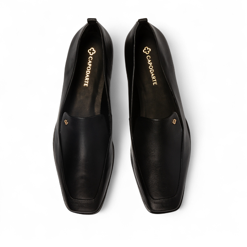 LOAFER MOCASSIM PRETO DE COURO BICO QUADRADO image number 4