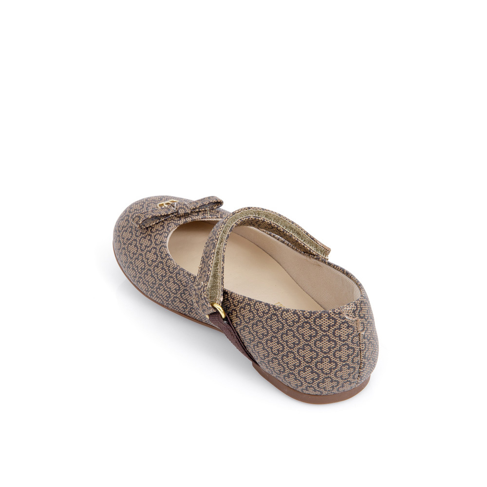 SAPATILHA BEB&Ecirc; BEGE MONOGRAMA COM VELCRO image number 2