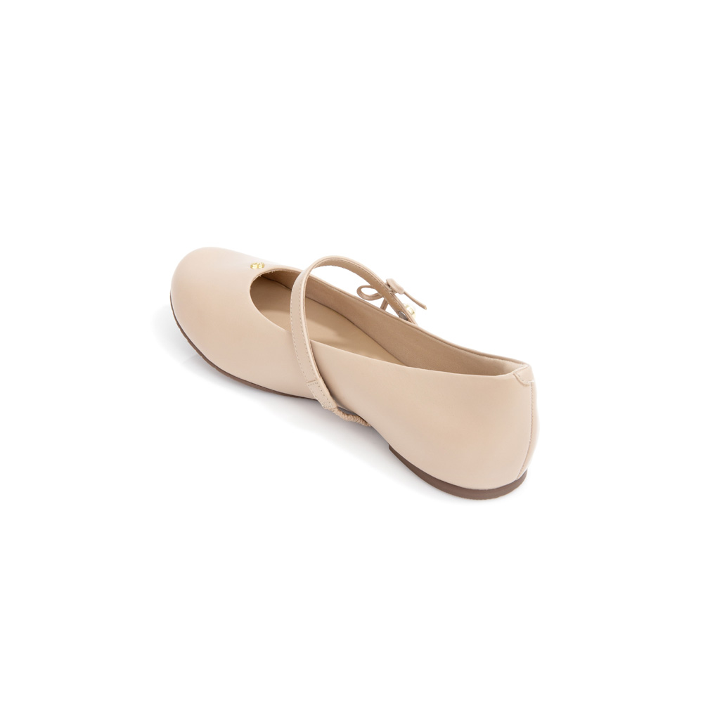 SAPATILHA INFANTIL NUDE SEDA DE COURO COM LA&Ccedil;O image number 2