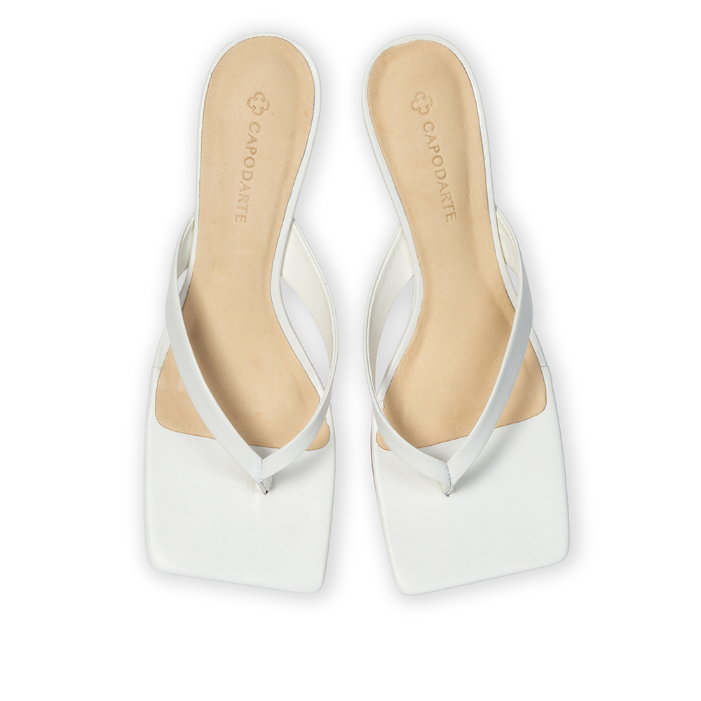 MULE BICO QUADRADO BRANCA DE COURO image number 4