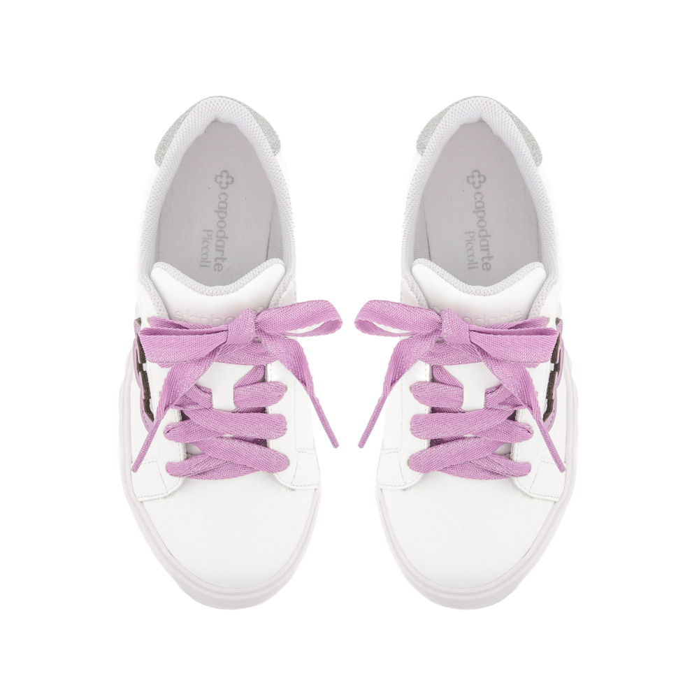 T&Ecirc;NIS INFANTIL BRANCO E LIL&Aacute;S MONOGRAMA AMARRA&Ccedil;&Atilde;O image number 4