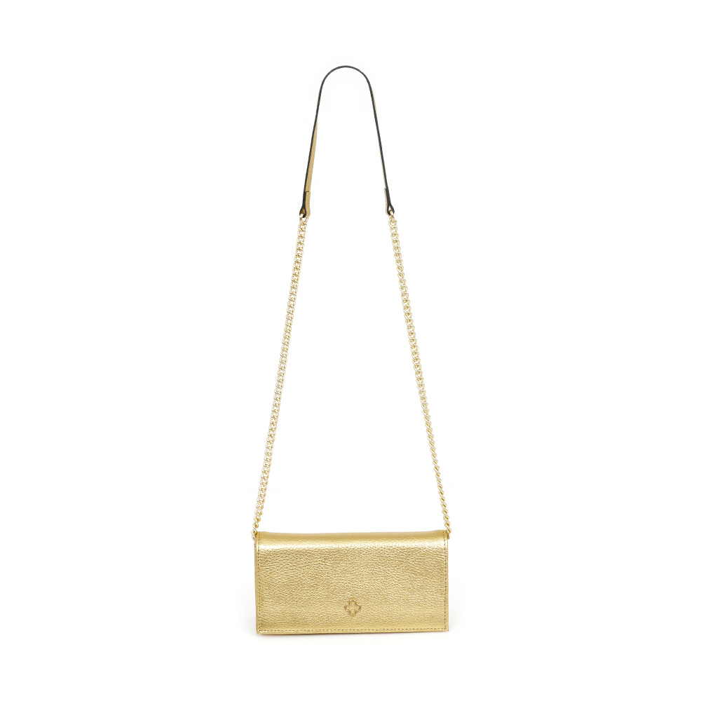BOLSA PEQUENA DOURADA DE COURO COM ALÇA CORRENTE SHOULDER BAG image number 3