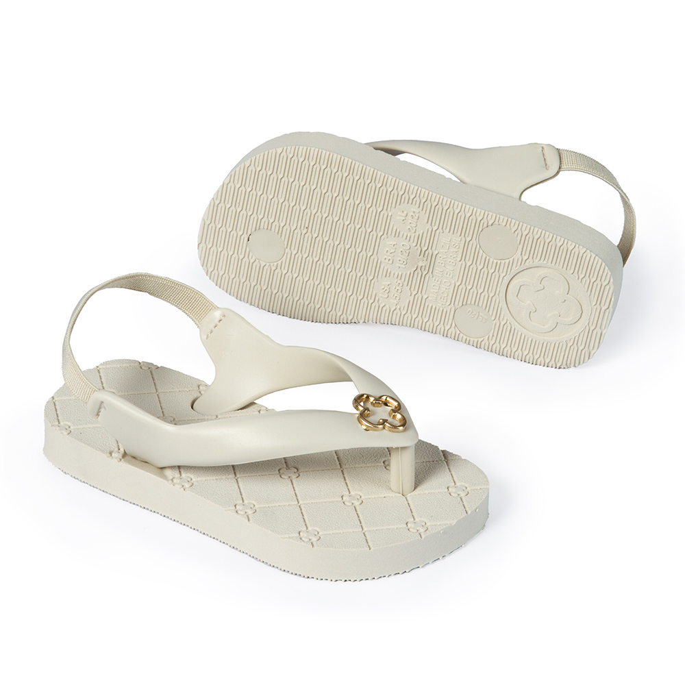 CHINELO BEBÊ BEGE VANILLA MONOGRAMA COM ELÁSTICO image number 3