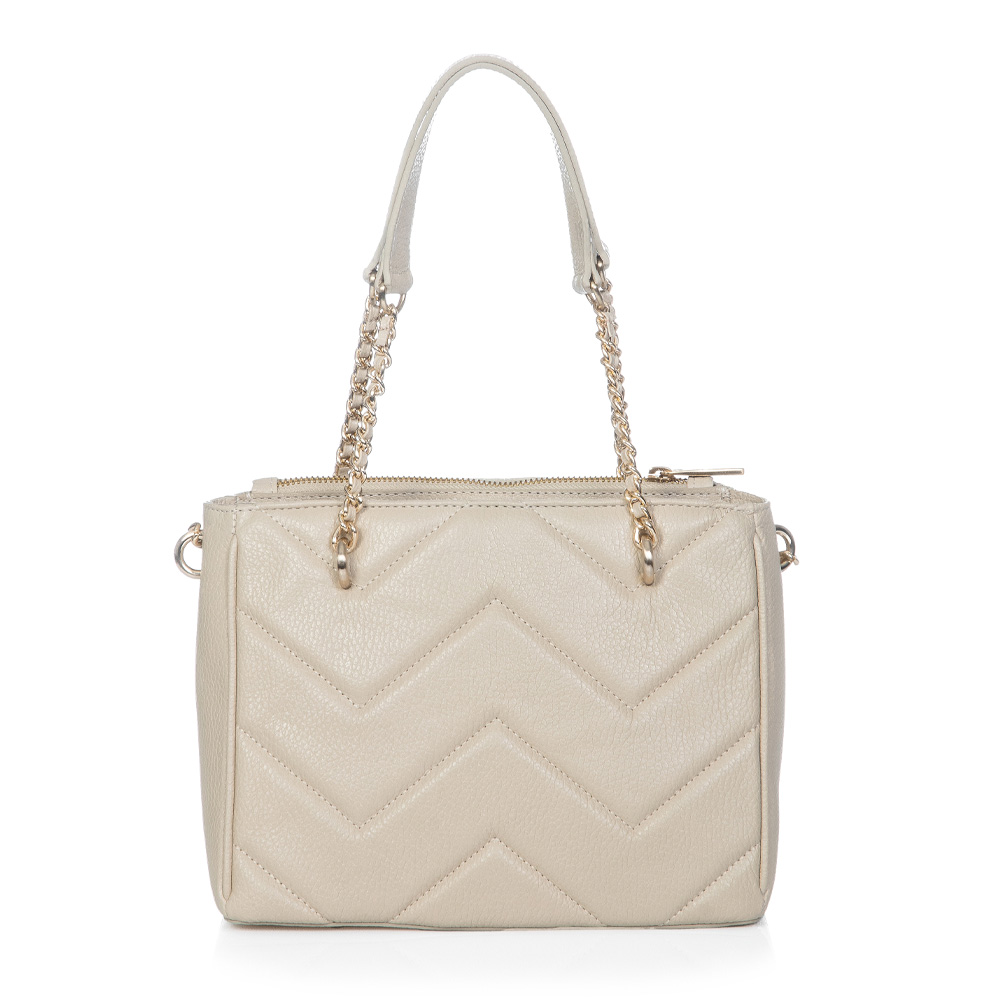 BOLSA M&Eacute;DIA BEGE DE COURO TOTE image number 3