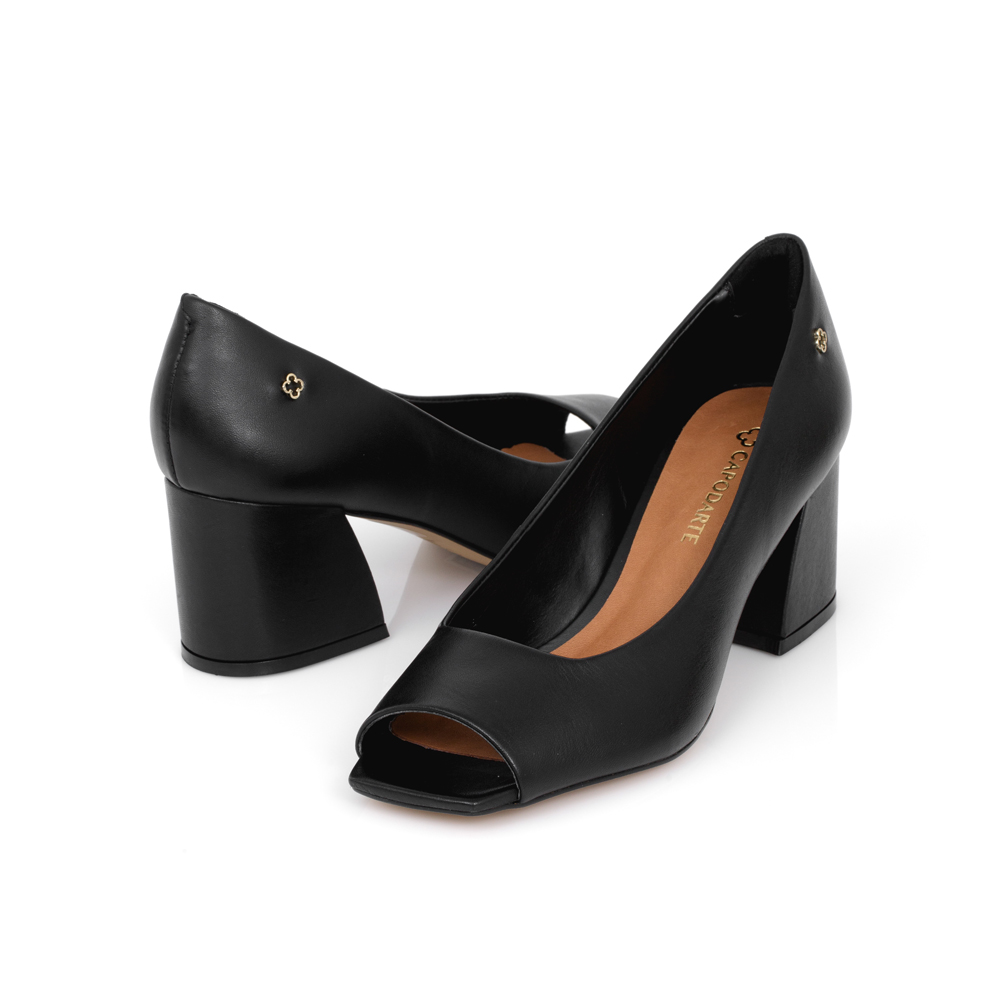 SAPATO PEEP TOE CAPODARTE COURO PRETO image number 3