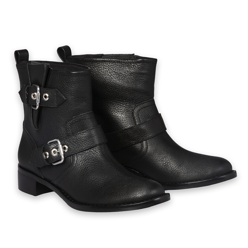 BOTA PRETA DE COURO COM FIVELAS image number 1