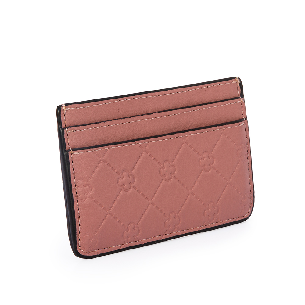 PORTA CART&Atilde;O ROSA MALVA DE COURO MONOGRAMA image number 1