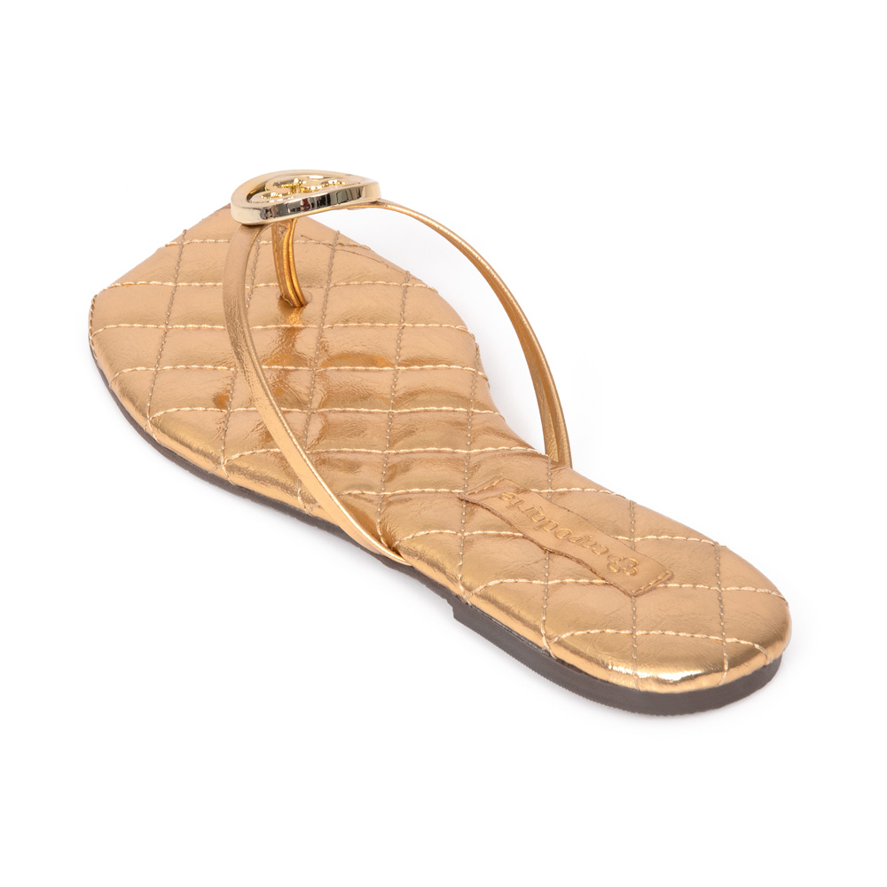 CHINELO DOURADO BICO QUADRADO MATELASSÊ image number 2