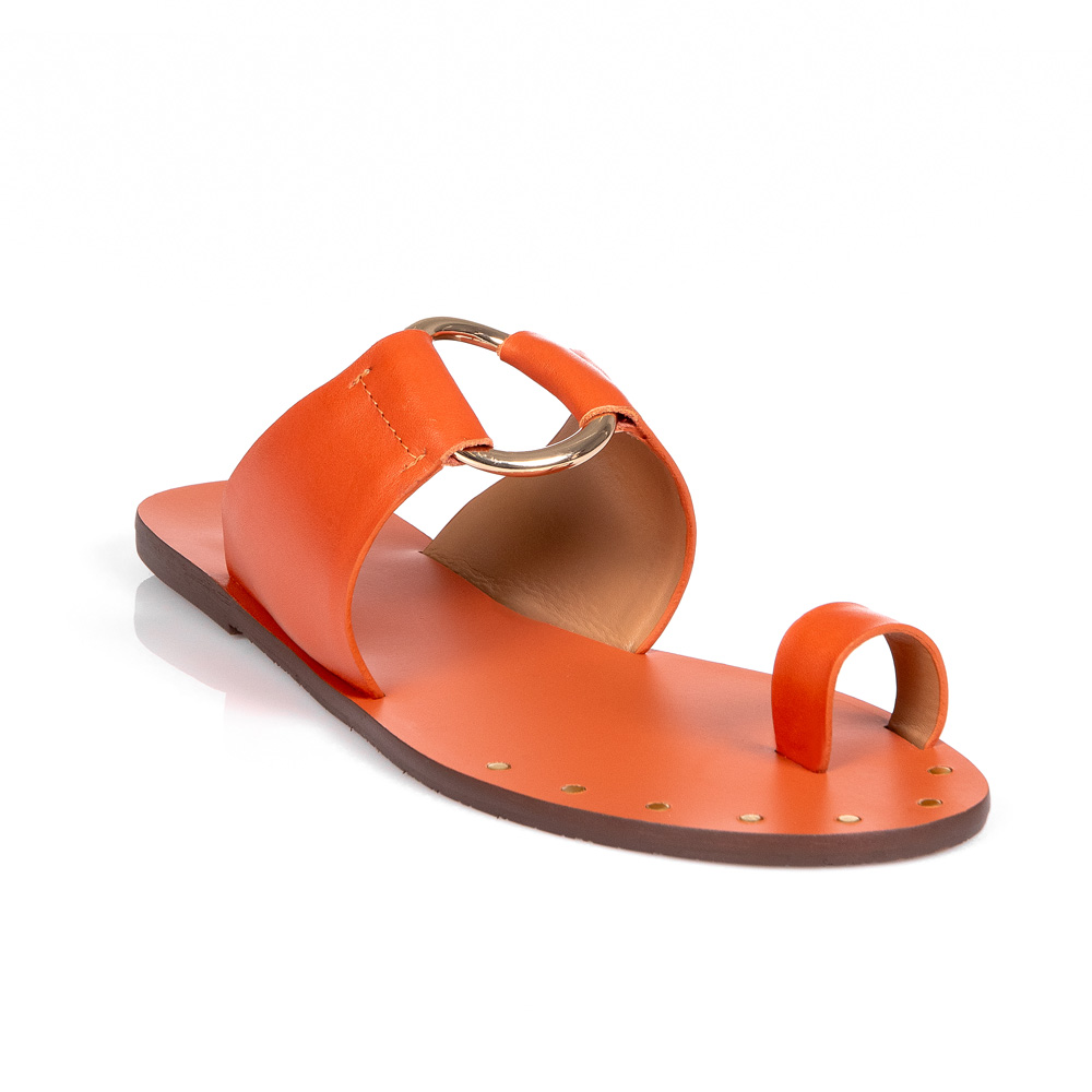 CHINELO RASTEIRO LARANJA DE COURO ARGOLA image number 4