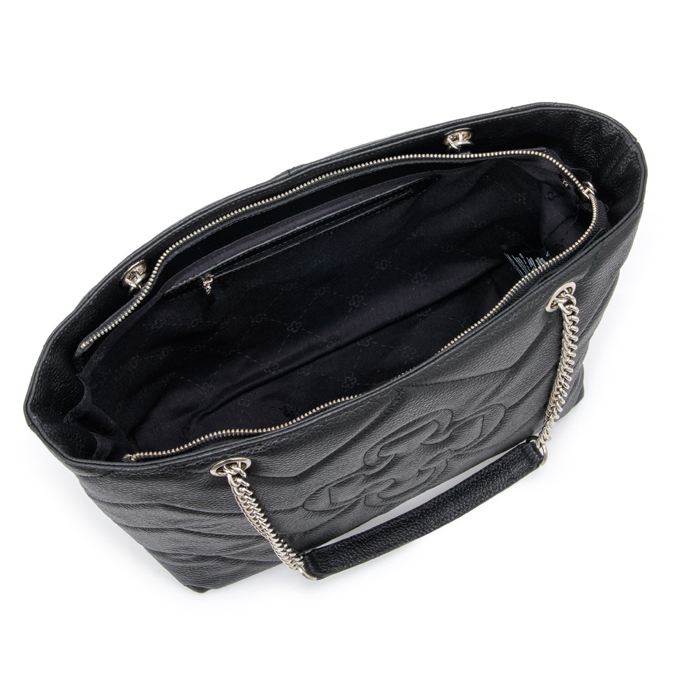 BOLSA PRETA COURO MATELASS&Ecirc; SHOPPER image number 4