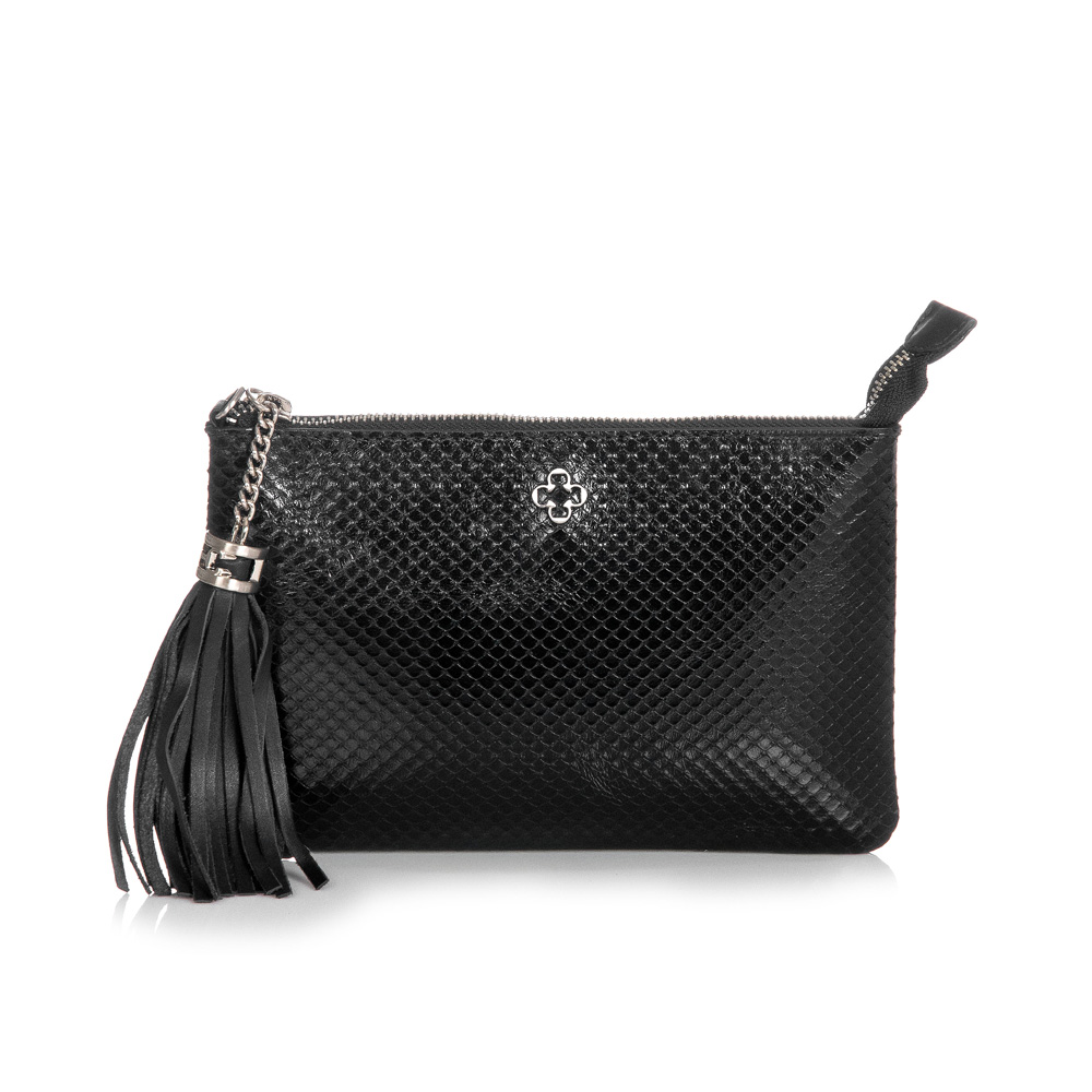 BOLSA TRANSVERSAL COURO PRETA PITONE VIRA CLUTCH image number 0