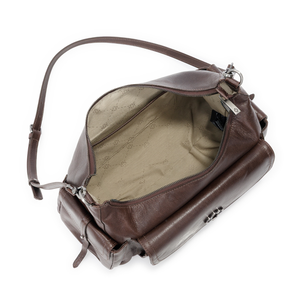 BOLSA M&Eacute;DIA DE COURO MARROM TOTE image number 4