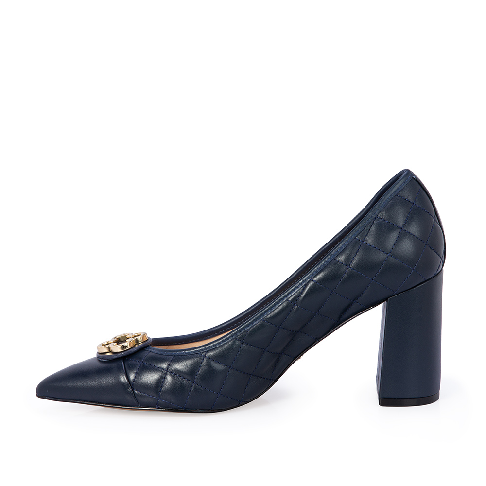 SCARPIN SALTO BLOCO MARINHO AZZURRO DE COURO MATELASS&Ecirc; image number 2