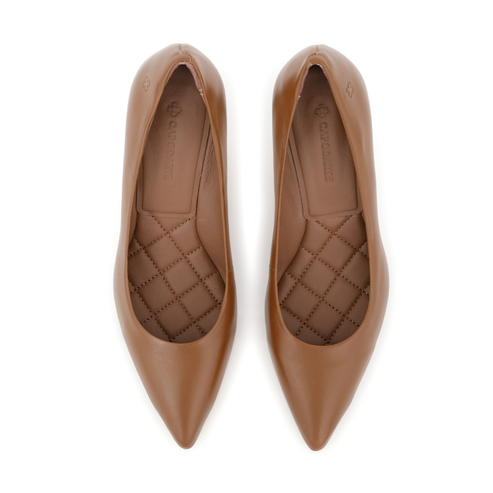 SCARPIN MARROM SALTO ALTO DE COURO image number 4