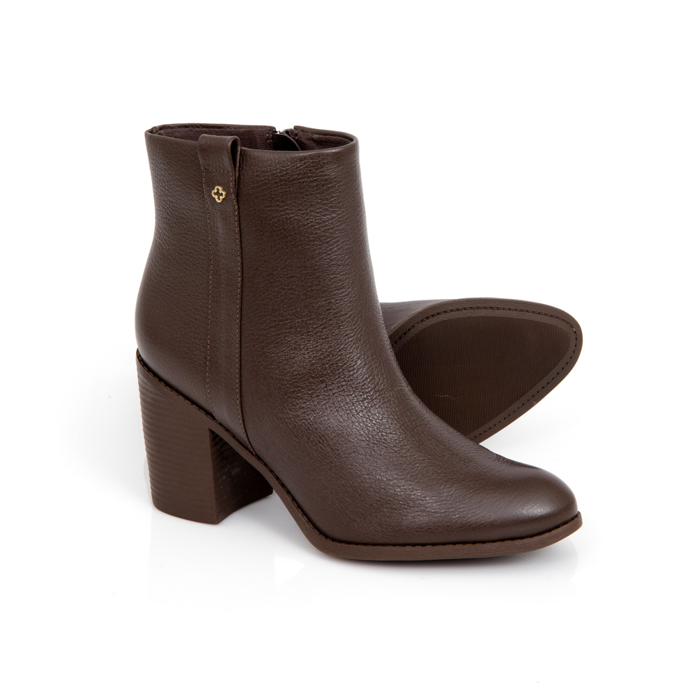 BOTA SALTO BLOCO MARROM DE COURO image number 3