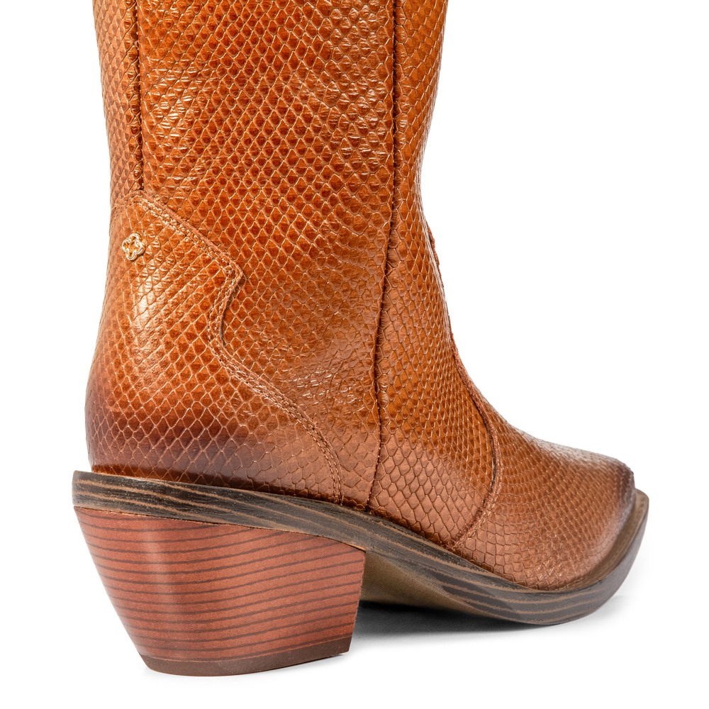 BOTA WESTERN DE COURO SERPENTE CARAMELO image number 3