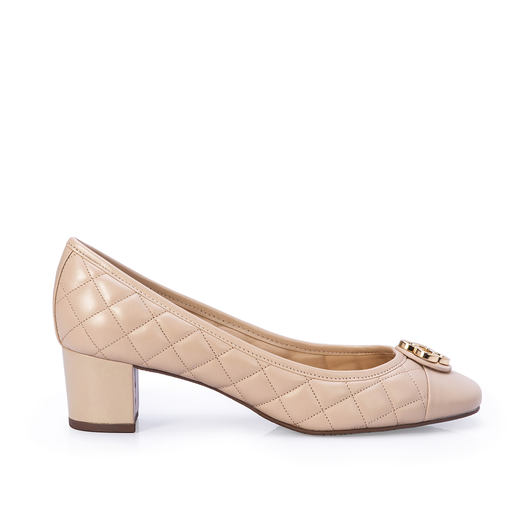 SCARPIN SALTO M&Eacute;DIO COURO NUDE SEDA MATELASS&Ecirc; image number 0