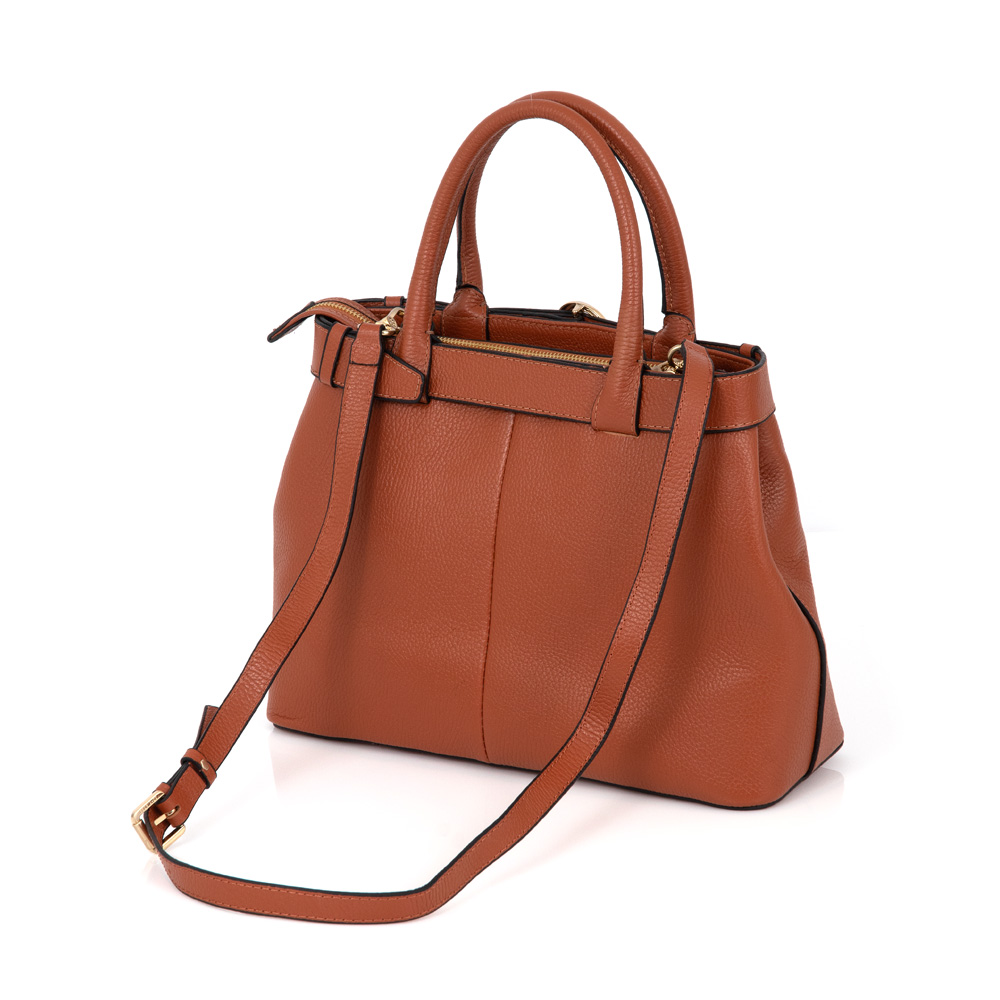 BOLSA MÉDIA CARAMELO DE COURO TOTE image number 2