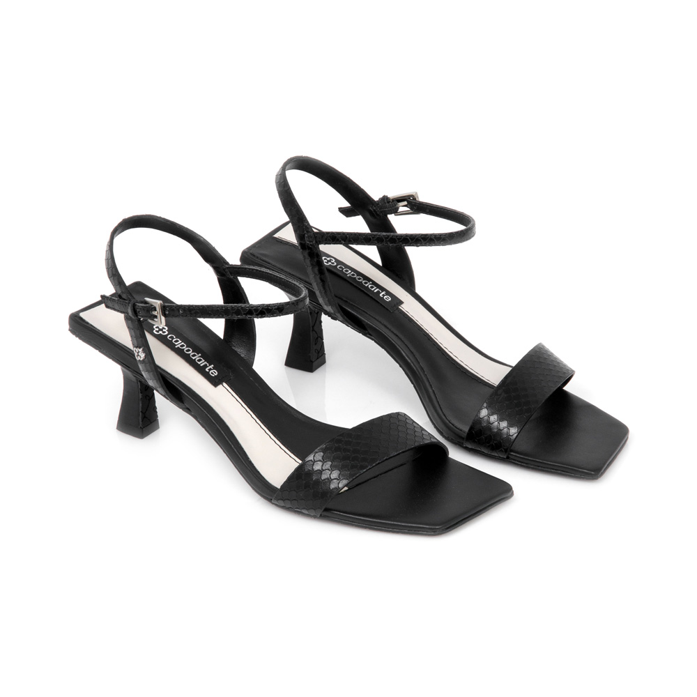 SAND&Aacute;LIA PRETA BICO QUADRADO COURO PITONE image number 1