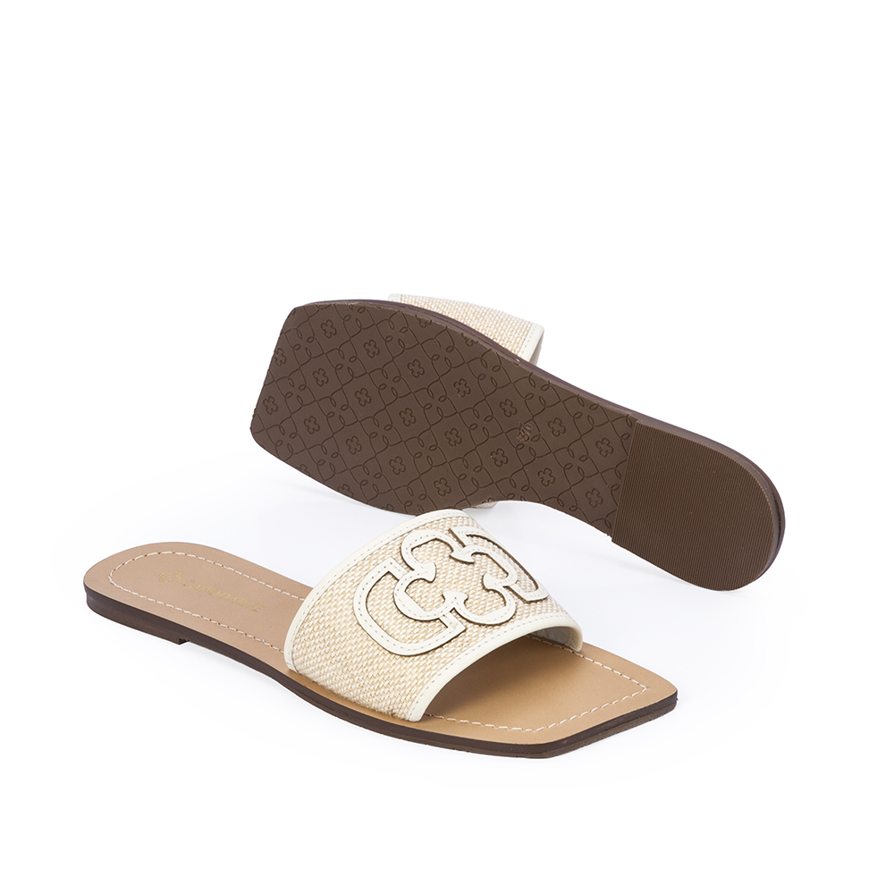 CHINELO SLIDE BRANCO DUNA DE COURO JUTA CRU image number 3