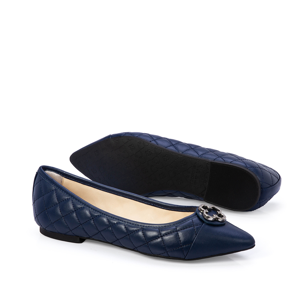 SAPATILHA BICO FINO MARINHO AZZURRO DE COURO MATELASS&Ecirc; CATHERINE image number 3