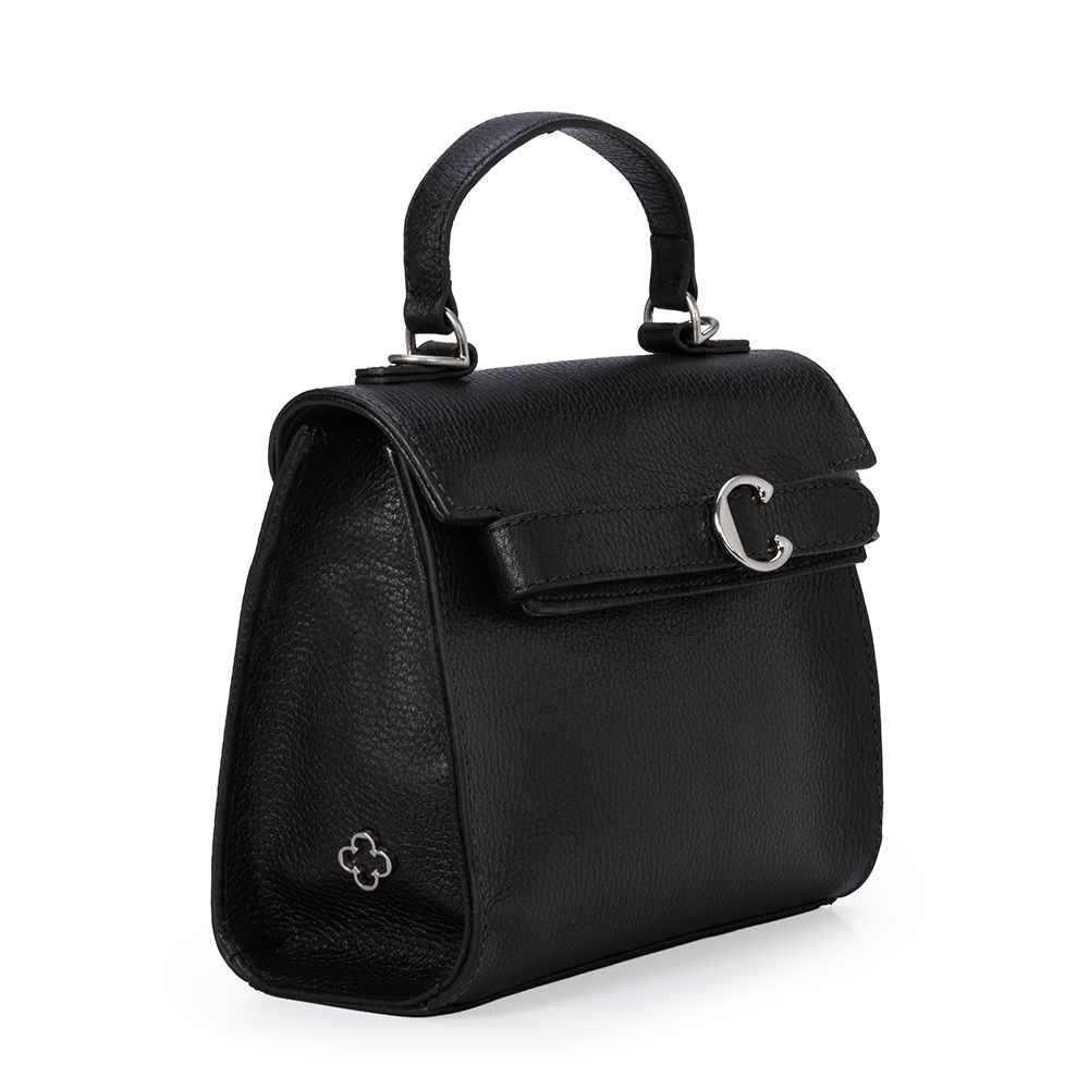 BOLSA PEQUENA PRETA DE COURO TOTE image number 3