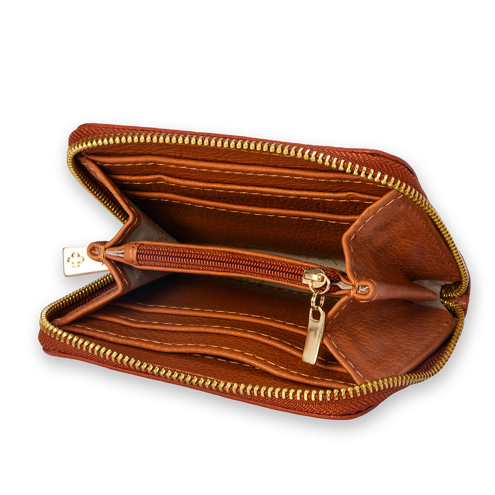 CARTEIRA CARAMELO CAMEL DE COURO Z&Iacute;PER image number 4