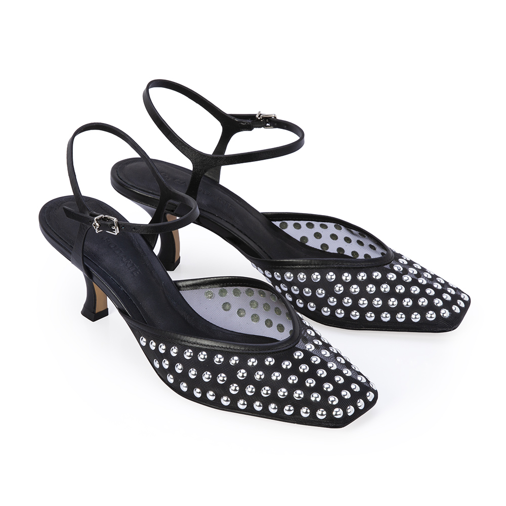 SCARPIN SALTO MÉDIO TELA PRETO image number 1